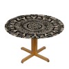 Shangniulu Brown Round Table with Elastic Edge, Abstract Round Designed with Flower Leaves and Elements, Table Decoration 