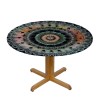 Shangniulu Round Fitted Table, Vintage with Lines Path of Soul Inner Peace Energy Cosmos Design, Elastic Edge, Suitable for Wedding/Banquet/Restaurant/Party