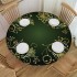 Shangniulu Round Fitted Table, Gold Flowers and Green Background Table Cover, Elastic Edge, Suitable for Wedding/Banquet/Restaurant/Party