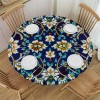 Shangniulu Printing Round Fitted Table, Abstract Aged Middle Age Renaissance Print, Elastic Edge, Suitable for Dining Tables, self-Service Parties and Camping