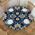 Shangniulu Printing Round Fitted Table, Abstract Aged Middle Age Renaissance Print, Elastic Edge, Suitable for Dining Tables, self-Service Parties and Camping