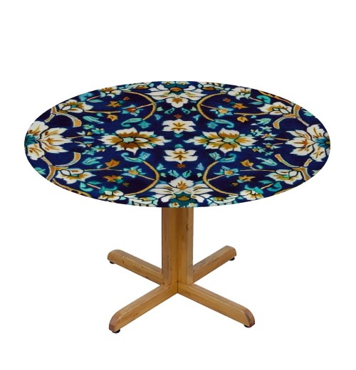 Shangniulu Printing Round Fitted Table, Abstract Aged Middle Age Renaissance Print, Elastic Edge, Suitable for Dining Tables, self-Service Parties and Camping