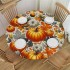 Shangniulu  Round Table Fitted Table Cover with Elastic Edged Pumpkin Leaves Pattern Waterproof Table  for Party Kitchen Dining Indoor Outdoor Table