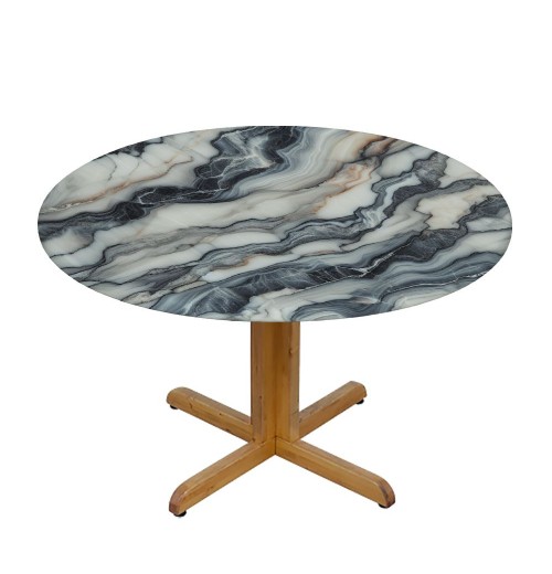 Shangniulu  Round Table Fitted Table Cover with Elastic Edged Marble Texture Stone Break Waterproof Table  for Party Kitchen Dining Indoor Outdoor Table