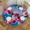 Shangniulu  Round Fitted Table Cherry Blossom Flower Floral Blue Table  with Elastic Edged Waterproof Wipeable Round Table Cover for Patio Parties Outdoor Decor