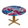 Shangniulu  Round Fitted Table Cherry Blossom Flower Floral Blue Table  with Elastic Edged Waterproof Wipeable Round Table Cover for Patio Parties Outdoor Decor