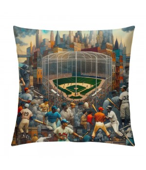 Shangniulu  New York Baseball Full Embroidery pillow Cover Outdoor Sports Decorative pillow Covers for Home Bedroom Living Room Boys Room Decor Gift pillowcase Square Cushion Covers