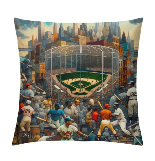 Shangniulu  New York Baseball Full Embroidery pillow Cover Outdoor Sports Decorative pillow Covers for Home Bedroom Living Room Boys Room Decor Gift pillowcase Square Cushion Covers