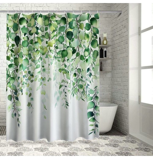 Shangniulu Beautiful Floral Shower Curtain for Your Bathroom - Stylish Green Plant Shower Curtain for Bathroom Partitions, Decoration