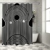 Shangniulu Black and White Shower Curtain, Boho Minimalist Arch Geometric Machine Washable Waterproof Fabric for Bathroom Bathtub Decor with Hooks