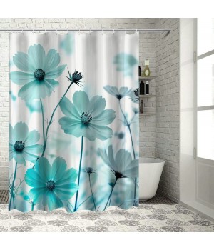 Shangniulu Rustic Floral Shower Curtain, Daisy Shower Curtain Watercolor Painting Farmhouse Waterproof Shower Curtain Sets Polyester Fabric Machine Washable Decor Bath Curtain