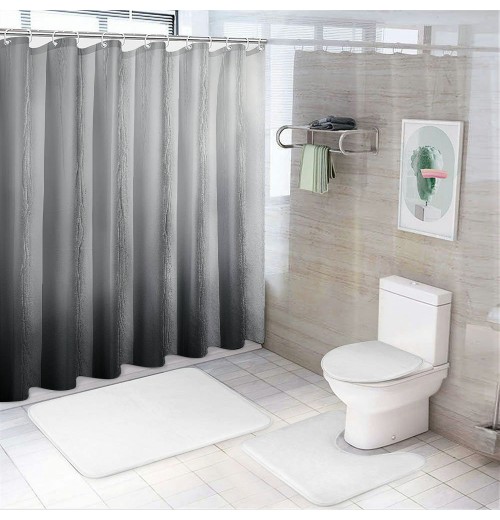 Shangniulu Grey Shower Curtain, Washable Shower Curtains for Bathroom, Waterproof Shower Curtains Comes with Hooks