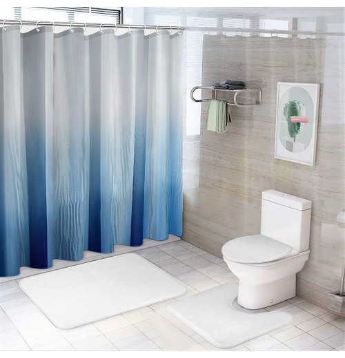 Shangniulu Blue Shower Curtain, Shower Curtains for Bathroom, Waterproof Shower Curtains Comes with Hooks