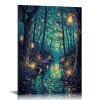 QKZF Halloween Fantasy Forest Canvas Wall Art, on Trees Blue Poster for Aesthetic, Picture Print Decor