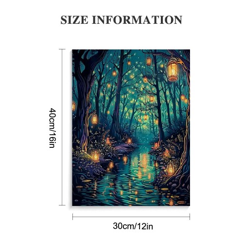 QKZF Halloween Fantasy Forest Canvas Wall Art, on Trees Blue Poster for Aesthetic, Picture Print Decor