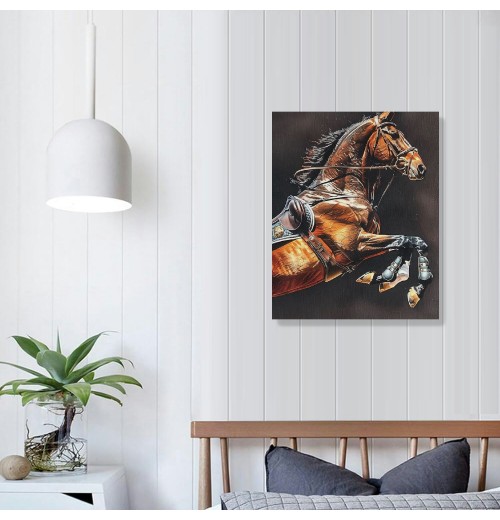 QKZF Horse Canvas Wall Art Black Wall Decor Picture Framed Canvas Wall Painting For Living Room Bedroom Office Ready To Hang