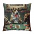 QKZF Short Plush pillow Covers,Dogs Playing Poker Double-Sided Print Square Cushion Cases for Sofa Bedroom Car Decorative