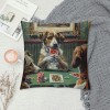 QKZF Short Plush pillow Covers,Dogs Playing Poker Double-Sided Print Square Cushion Cases for Sofa Bedroom Car Decorative