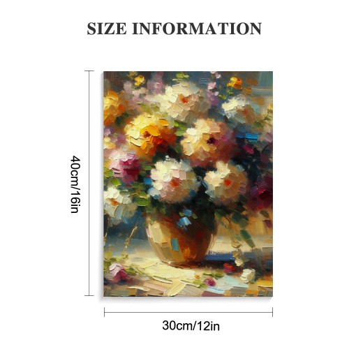 QKZF Vase with Chinese Asters and Gladioli Canvas Prints Wall Art by Famous Oil Paintings Reproduction Modern Abstract Flowers Artwork Pictures for Living Room Home