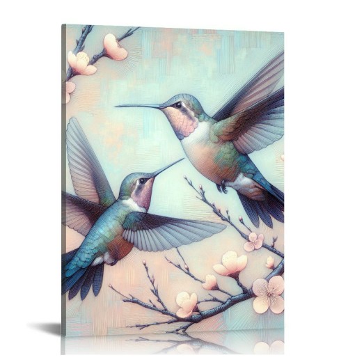 QKZF Flower Bird Canvas Wall Art Decorations for Bedroom Bathroom Framed Artwork Modern picture Ready to Hang