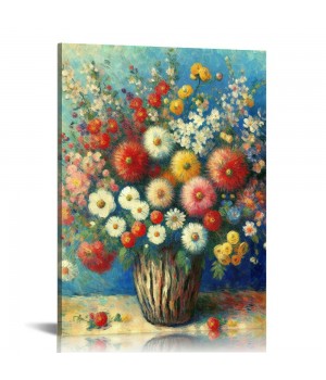 QKZF Asters Oil Paintings Modern Floral Canvas Prints Artwork Abstract Flowers Pictures on Canvas Wall Art for Home Decorations