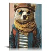 QKZF Canvas Wall Art,Cute Bear Print Canvas Painting for Bedroom Living Room Kitchen Bathroom Corridor Dining Room Hotel Decor