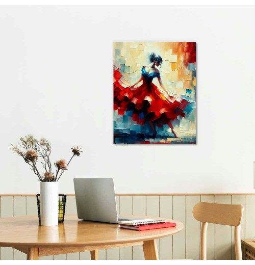 QKZF Abstract Dancing Oil Paintings on Canvas Wall Art work for Living Room Bedroom Home Decorations Wall Decor Modern Girl Dancer Artwork