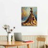 QKZF Abstract Oil Paintings Wall Art Modern Canvas Wall Art Musical Girl Framed Textured Artwork for Home Decorations