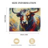 QKZF Cow Canvas Wall Art Colorful Animal Modern Artwork Living Bedroom Bathroom Home Office Decor Framed