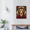 QKZF Lion Framed Canvas Wall Art Red Roses Wall Decor Captivating Close-up of Lion's Face Perfect Modern Home Decor for Living Room Home Bedroom Decoration