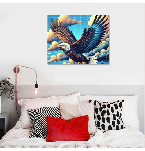 QKZF Flying Eagle Canvas Wall Art Modern Wall Decor Gallery Canvas Wraps Framed for Living Room Home Bedroom Decoration Modern Framed Artwork Decor Ready to Hang