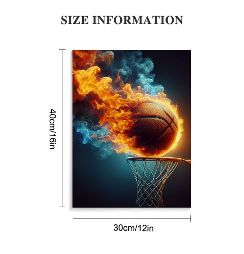 QKZF Canvas Wall Art,Basketball In The Hoop Print Canvas Painting for Bedroom Living Room Kitchen Bathroom Corridor Dining Room Hotel Decor