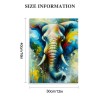 QKZF Elephant Picture Wall Art Colorful Animal Canvas Wall Art Modern Wildlife Artwork for Bathroom Bedroom Office Living Room Paintings Decorations Ready to Hang