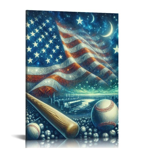 QKZF Canvas Wall Art,Beloved Baseball Print Canvas Painting for Bedroom Living Room Kitchen Bathroom Corridor Dining Room Hotel Decor