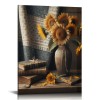 QKZF Sunflowers Wall Art Canvas Decor Print Wood Cross Symbol Inspiring Home Decor for Living Room Home Bedroom Decoration Gift for Friends