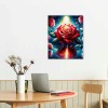 QKZF Red Rose Wall Art Paintings Flower Wall Decor Blue Butterfly and Red Roses Oil Painting Modern Flowers Canvas Painting Artwork for Living Room Bathroom Bedroom Home Decorations&nbsp;