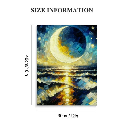 QKZF Moon Over Ocean Canvas Wall Art Painting Canvas Prints Wall for Living Room Bedroom Bathroom Home Decor Ready to Hang