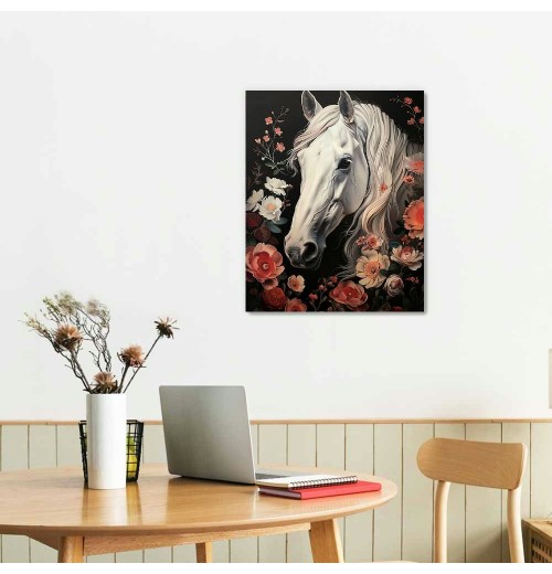 QKZF Canvas Wall Art,Horse Behind Print Canvas Painting for Bedroom Living Room Kitchen Bathroom Corridor Dining Room Hotel Decor