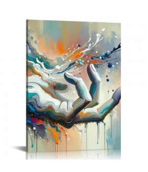 QKZF Textured 3D Wall Art Colorful Oil Paintings Abstract Canvas Wall Art for Home Decorations