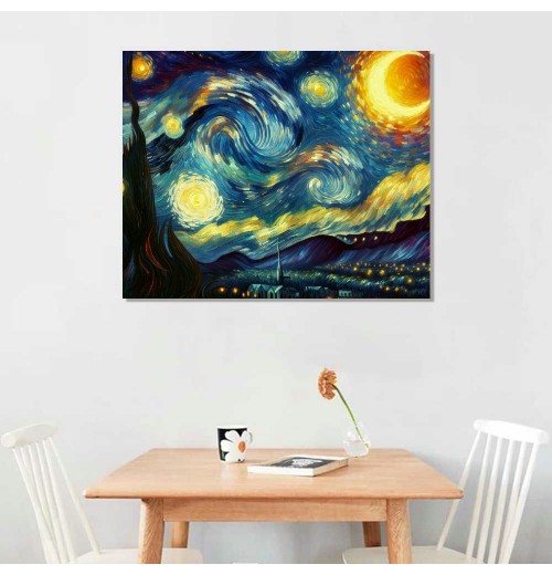 QKZF Starry Night Canvas Print of Van Gogh Oil Paintings Reproduction Modern Canvas Print Artwork Abstract Landscape Pictures Printed on Canvas Wall Art for Home Office Decorations