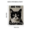 QKZF Cat Are You Pooping Sign Cat Wall Decor Cat Lovers Gift Modern Wall Art Framed For Bathroom Restroom Toilet Home Bar Restaurant Cafe Shop