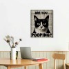 QKZF Cat Are You Pooping Sign Cat Wall Decor Cat Lovers Gift Modern Wall Art Framed For Bathroom Restroom Toilet Home Bar Restaurant Cafe Shop