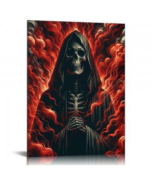 QKZF Canvas Wall Art, Skull Print Canvas Painting for Bedroom Living Room Kitchen Bathroom Corridor Dining Room Hotel Decor