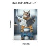 QKZF Cat Paintings Canvas Wall Art Modern Cat Bathroom Decor Posters Cat on Toilet Pictures Funny Animals Kids Bathroom Wall Decor For Living Room Bathroom Decoration