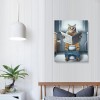 QKZF Cat Paintings Canvas Wall Art Modern Cat Bathroom Decor Posters Cat on Toilet Pictures Funny Animals Kids Bathroom Wall Decor For Living Room Bathroom Decoration