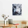 QKZF White Wall Art Wild Animal Portrait Picture Wall Decor Blue Eyed Tiger Prints on Canvas Posters Modern Home Decor for Living Room Kids Room Stretched and Framed Artwork