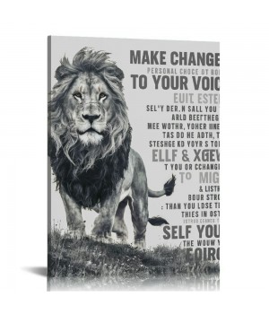 QKZF Canvas Wall Art Pictures for Wall Inspirational Lion Quotes - Painting Wall Décor for Bathroom Bedroom Office Framed Artwork