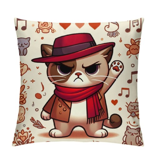 PHYHOO Cute Cat Throw pillow Covers Music Lover Gifts Fan Singer Merch for Women Cat Mom pillow Covers Home Office Couch Sofa Bed Living Room Decor