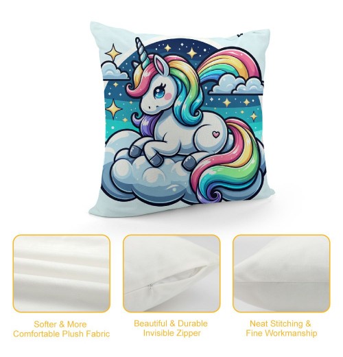 PHYHOO Unicorn pillow Covers Lovely Cartoon Pattern Pink Background Throw pillowcase for Home Decor