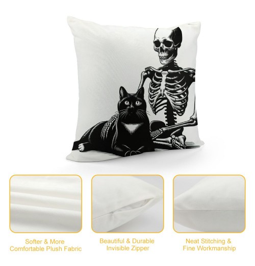 PHYHOO Gift，White Skull and pillow Covers Hallowmas Thanksgiving Farmhouse Outdoor Throw pillowcase Sofa Decorative Cushion Case